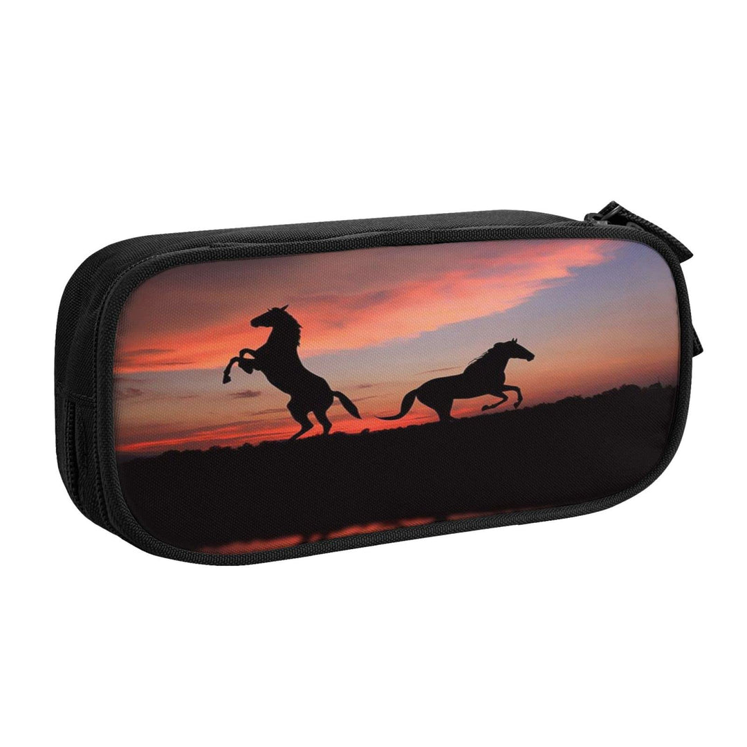Federmäppchen Pferd Sonnenuntergang Federmappe Etui für Jungen Mädchen Grosse Schulsachen Federtasch