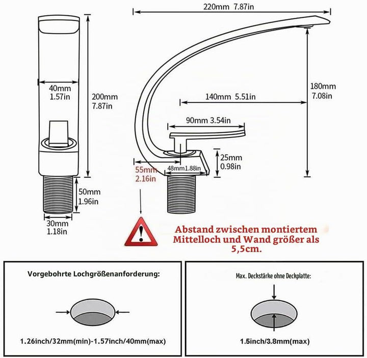 Waschtischarmatur Schwarz Wasserhahn Bad Messing Einhebelmischer 360° schwenkbar Armatur Badezimmer