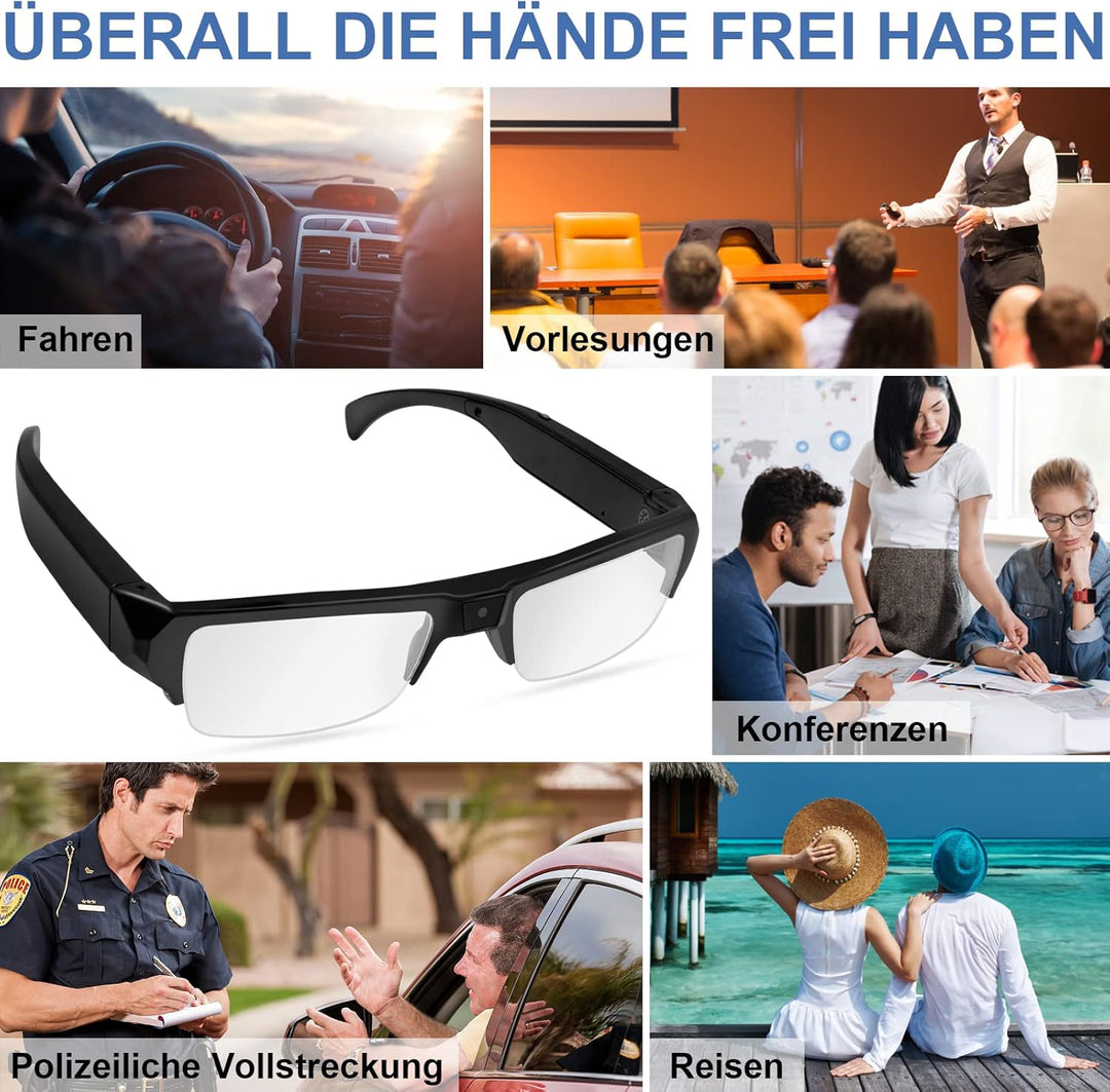 Mini Sport Kamera, Kleine Brillenkamara 1080P HD, Mikro Videokamera Tragbare Action Cam Sport Kamera