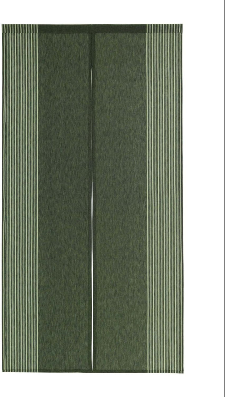 Narumi Japanischer Noren-Vorhang, vertikal, gestreift, Baumwollstoff, Dunkelgrün, Dunkelgrün