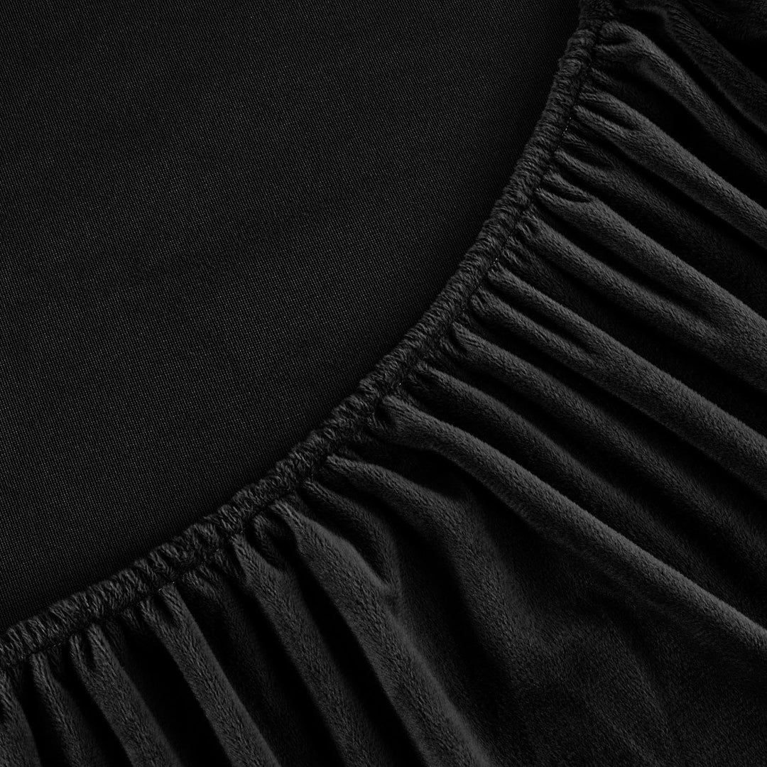 Boqingzhu Flauschige Plüsch Spannbettlaken 100x200cm Schwarz Fleece Flanell Cashmere Touch Spannbett