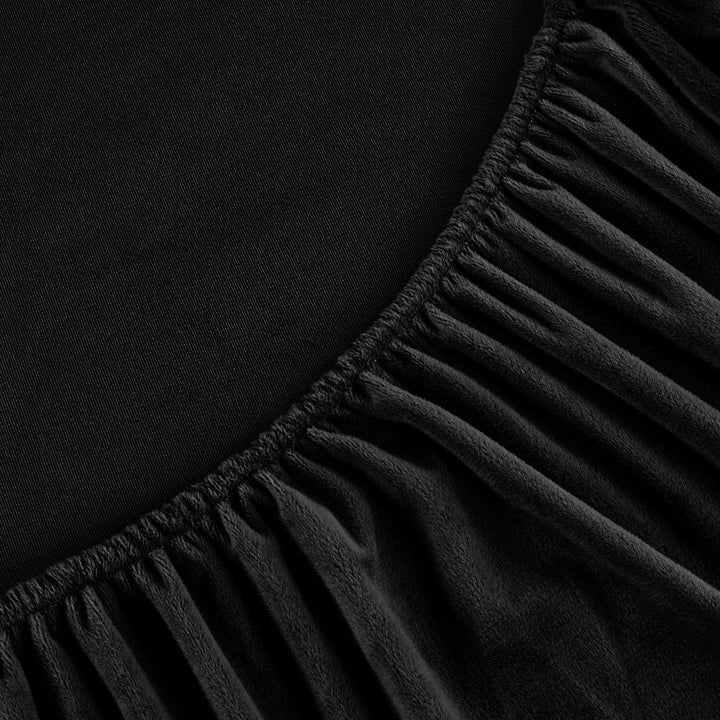Boqingzhu Flauschige Plüsch Spannbettlaken 200x200cm Schwarz Fleece Flanell Cashmere Touch Spannbett