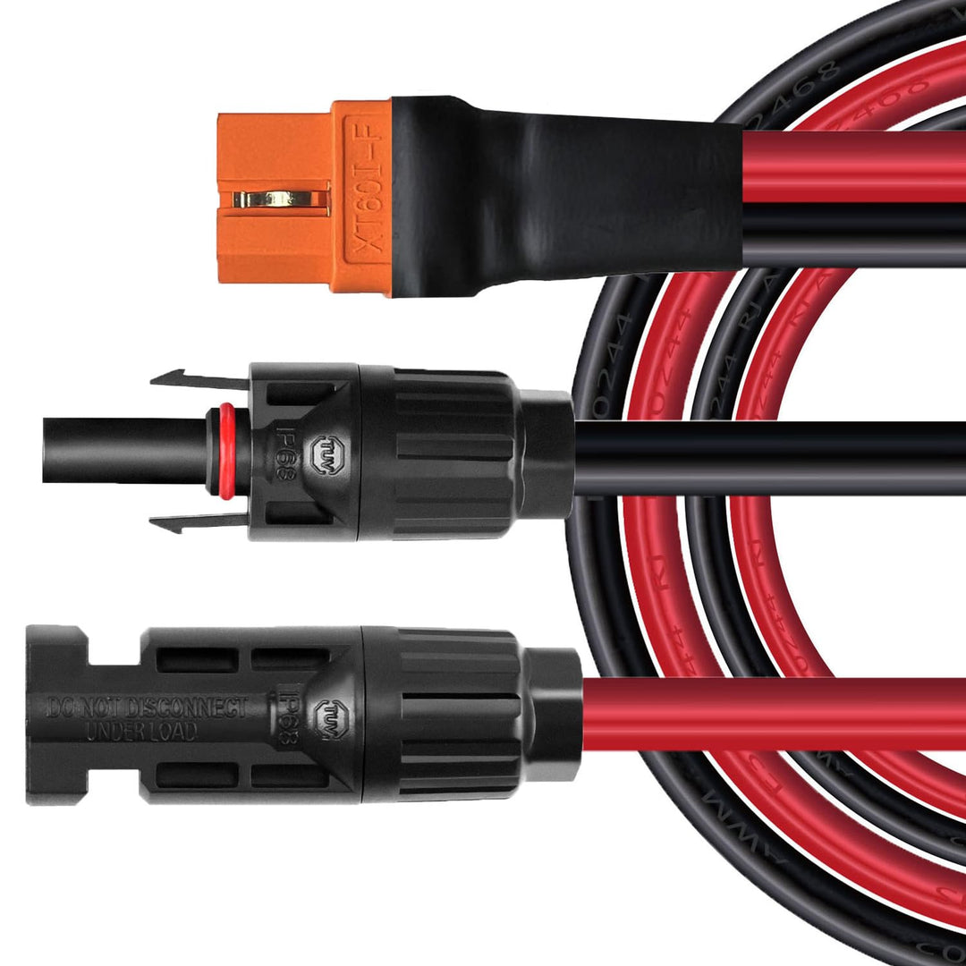ZkeeShop Solar auf XT60i 1.5M Kabel 10AWG XT60I-F Solarkabel 6mm2 Verlängerungskabel Kompatibel für