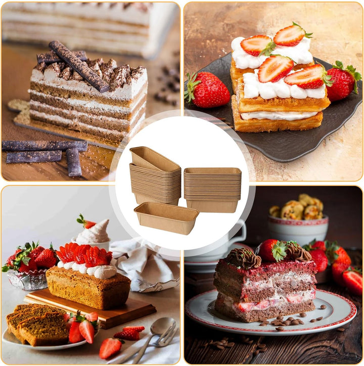 Kastenform Kuchen 50 Stück Papierbackform 15.5x5.4x5.3cm Einweg Kuchenformen Brot Rechteck Kasten Pa