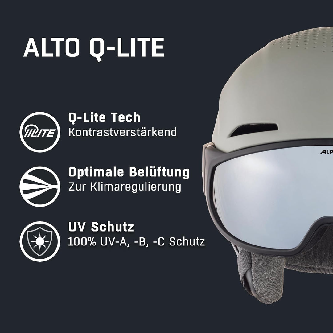 ALPINA ALTO Q-LITE - Sicherer, Stossabsorbierender &amp; Individuell Anpassbarer Skihelm Mit Kontrastver