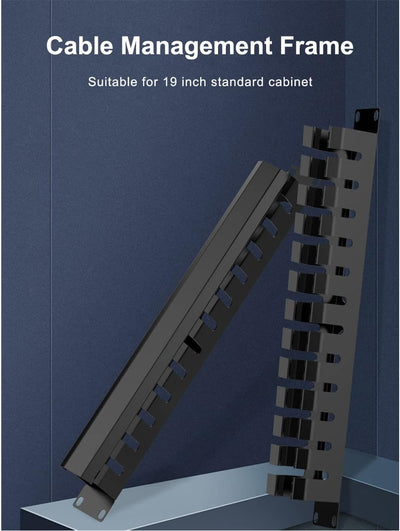 1U Kabelmanagement Rack mit Befestigungsschrauben, 24 Schlitz/48 Anschlüsse Metall Fingerkanal Draht