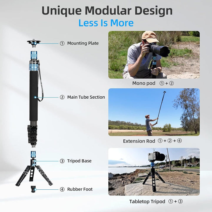 SIRUI P-424FS Einbeinstativ für Kamera, Modular, 3-in-1, Einbeinstativ aus Kohlefaser, mit Stativhal