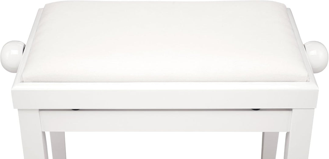 Classic Cantabile Pianobank Weiss-Hochglanz (Höhenverstellbar von 47-56cm, Spindelmechanik, Sitzfläc