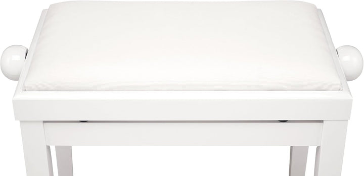 Classic Cantabile Pianobank Weiss-Hochglanz (Höhenverstellbar von 47-56cm, Spindelmechanik, Sitzfläc
