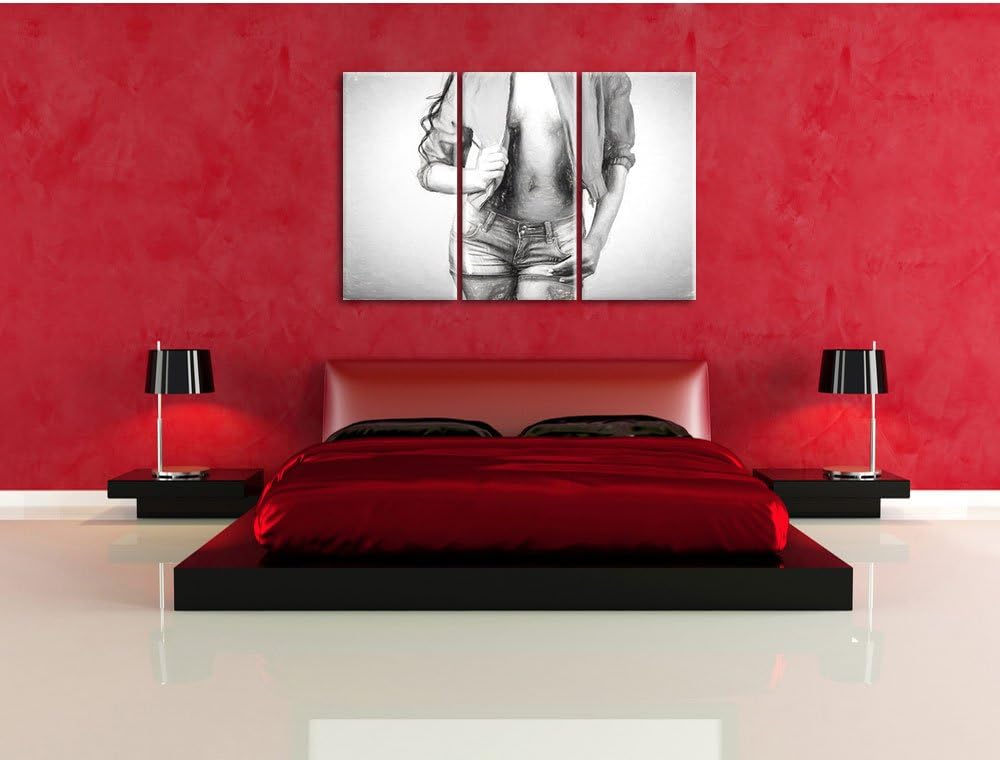 Pixxprint Sexy Woman als Leinwandbild/Grösse: 3 Teilig (120x80 cm) cm/Wandbild/Kunstdruck/fertig bes