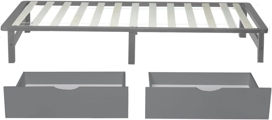 Homestyle4u Bettkasten Aufbewahrung mit Rollen Holz Grau 2er Set Bett Schublade Schubkästen 2 Stück,