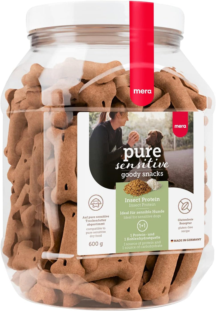 MERA Pure Sensitive Hundefutter &amp; Pure Sensitive Goody Snack Insect, gesunde Leckerlis für Sensible