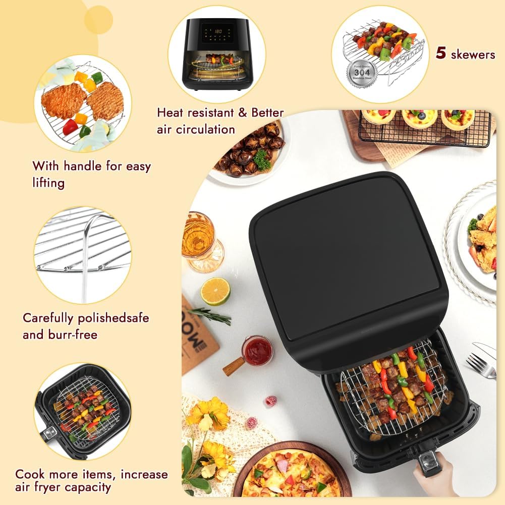 BYKITCHEN Airfryer xxl Zubehör für Philips 6,2L / COSORI 5,5L, Heissluftfritteuse Zubehör Passt für