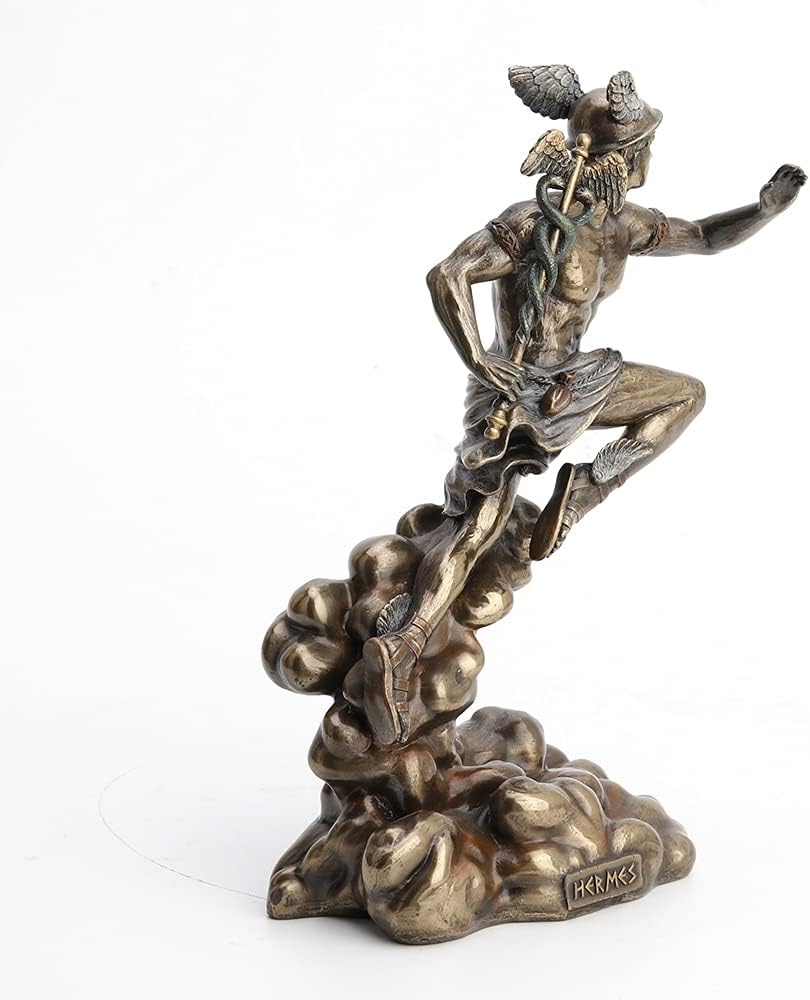 VERONESE Design Polyresin Griechischer Gott Hermes läuft auf Wolken Statue