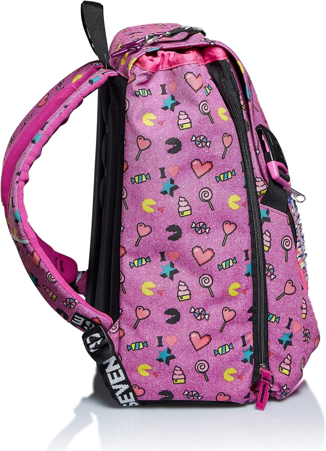 Seven Ausziehbarer Schulrucksack - Starry Rainbow - wendbare Pailletten, Rosa, Taglia unica, auszieh