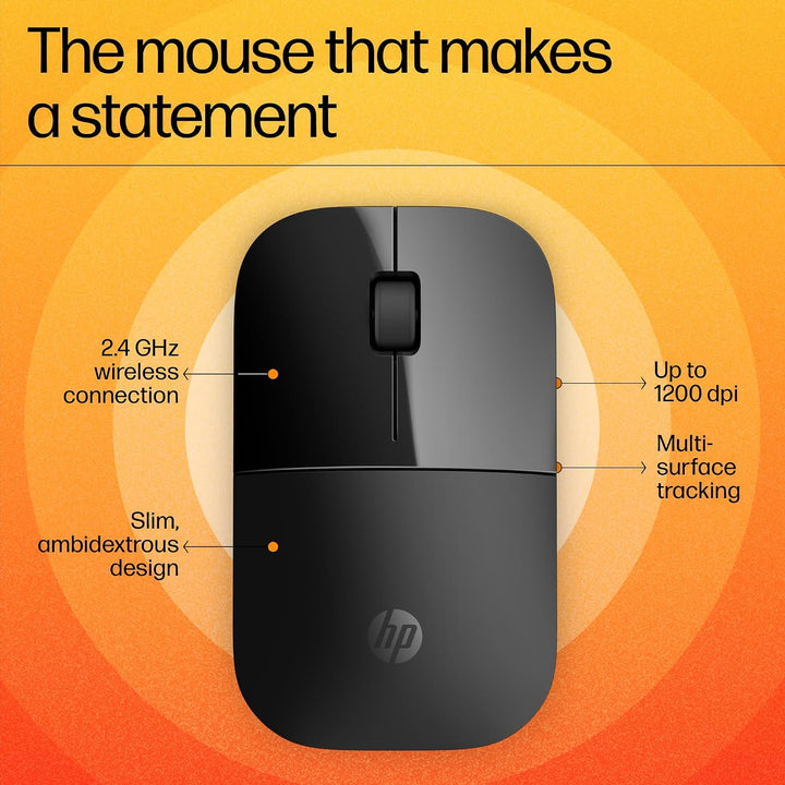 HP Z3700 Wireless Mouse - Black Onyx Schwarz Dongle, Schwarz Dongle