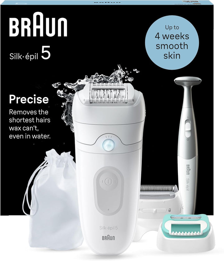 Braun Silk-épil 5, Epilierer Damen / Haarentferner für langanhaltende Haarentfernung, 5-251, Weiss/G