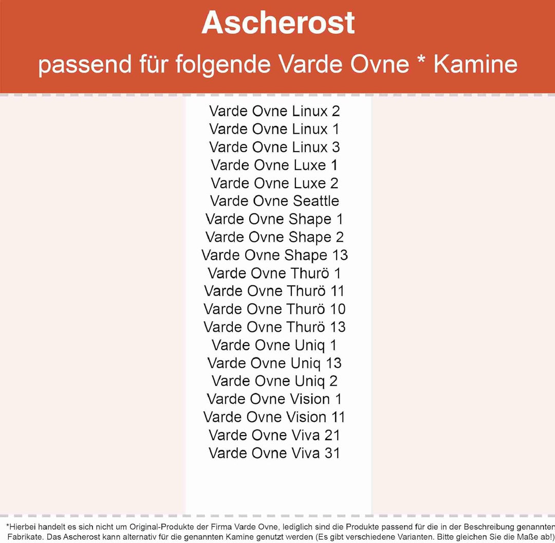 Kaminrost - Passend für Varde Ovne Kaminöfen inkl. Modellübersicht - Ascherost Kamin aus massivem St