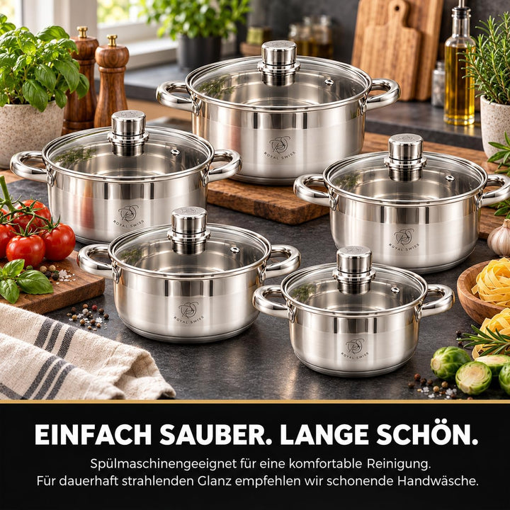 Set mit 5 Kochtöpfen aus Edelstahl Royal Swiss