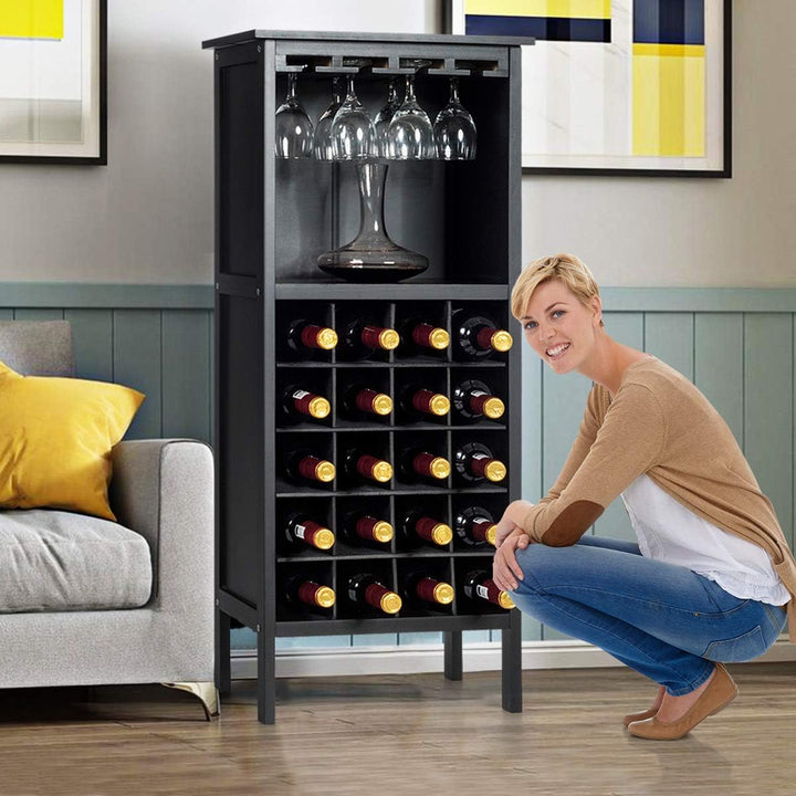 KOMFOTTEU Weinschrank, Weinständer mit 20 Flaschen & 4 Reihen Weinglashalter, Flaschenständer stehen