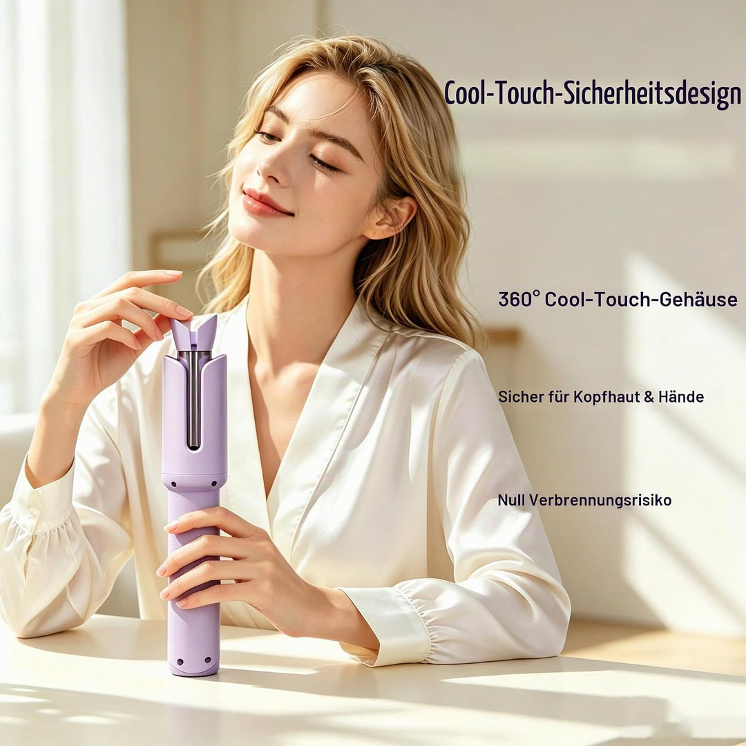 Automatischer Kabelloser Lockenstab – 8 Sek. Schnellcurl, 32mm Titan-Turmalin für Grosse Locken &amp; Bo