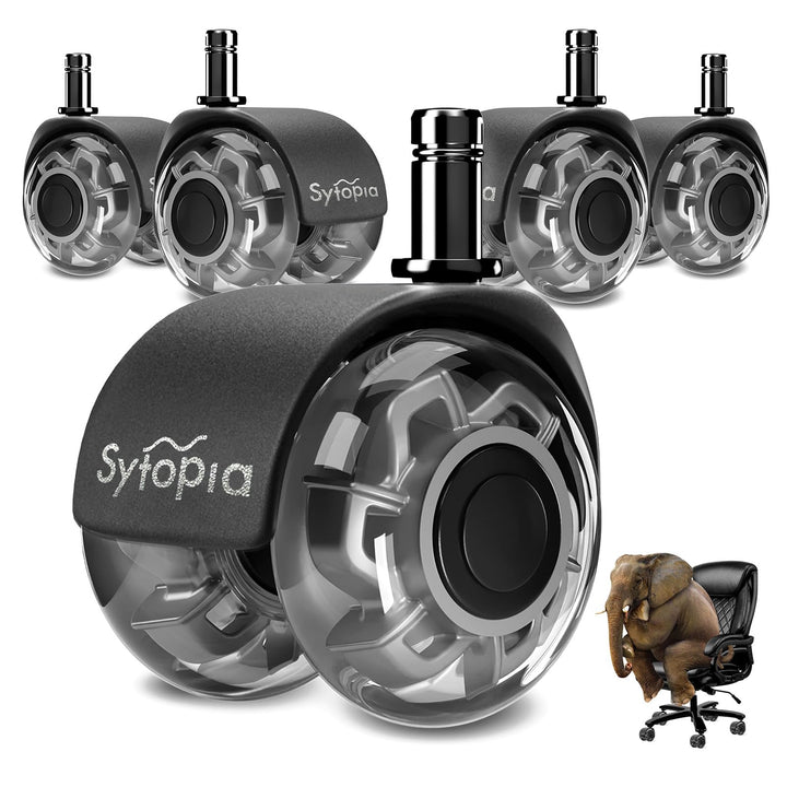 Sytopia Bürostuhl Rollen 10mm x 22 mm, Nur kompatibel mit 1KEA Stuhl (Nicht für 11mm stuhlrollen), 5