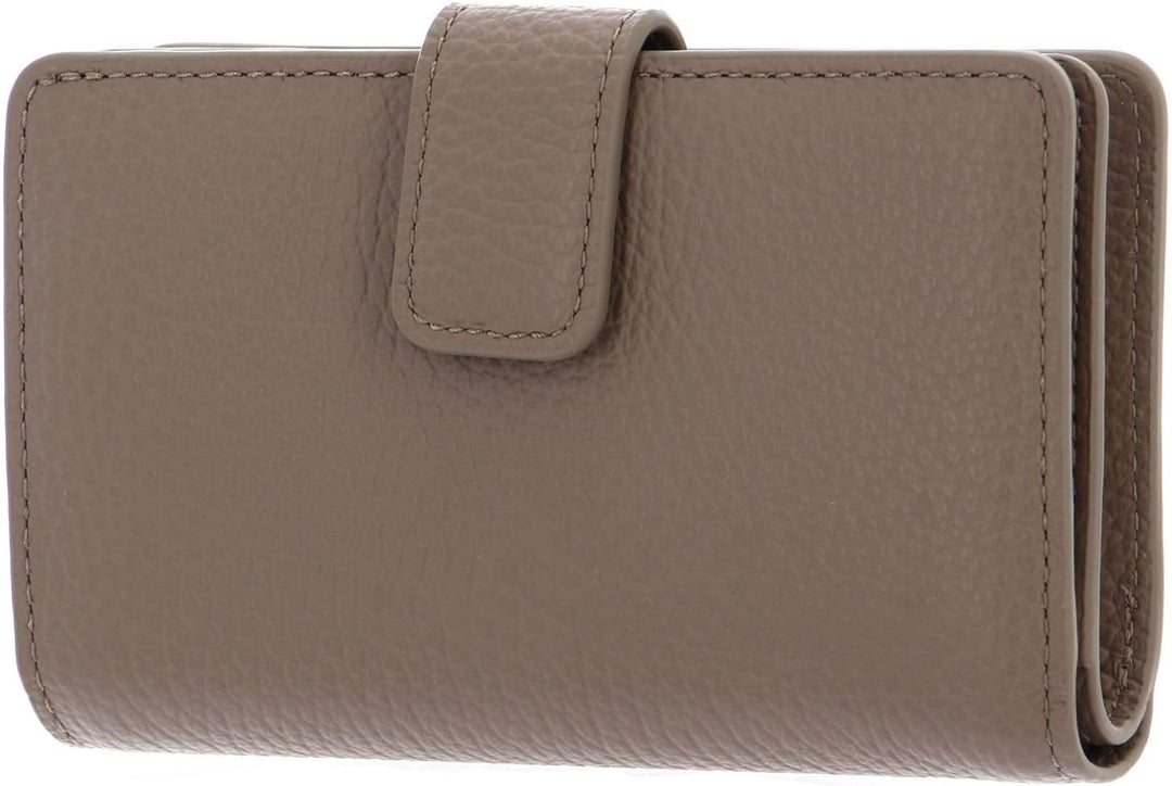 Coccinelle Metallic Soft Mini Wallet Grained Leather Warm Taupe