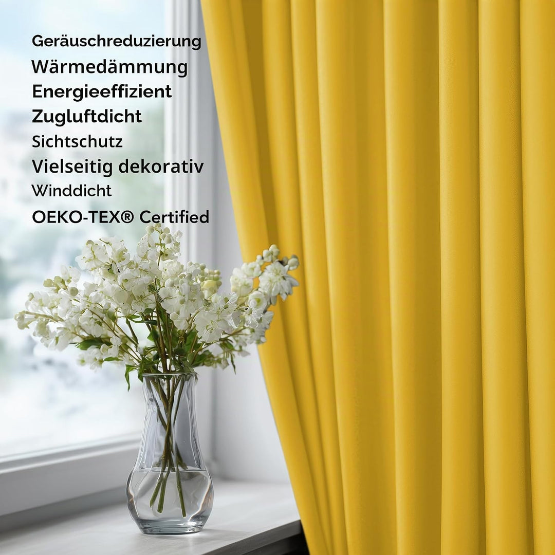 Deconovo Verdunkelungsvorhang Kälteschutz Gardinen Schlafzimmer Kälteschutzvorhang Blickdicht, 138x1