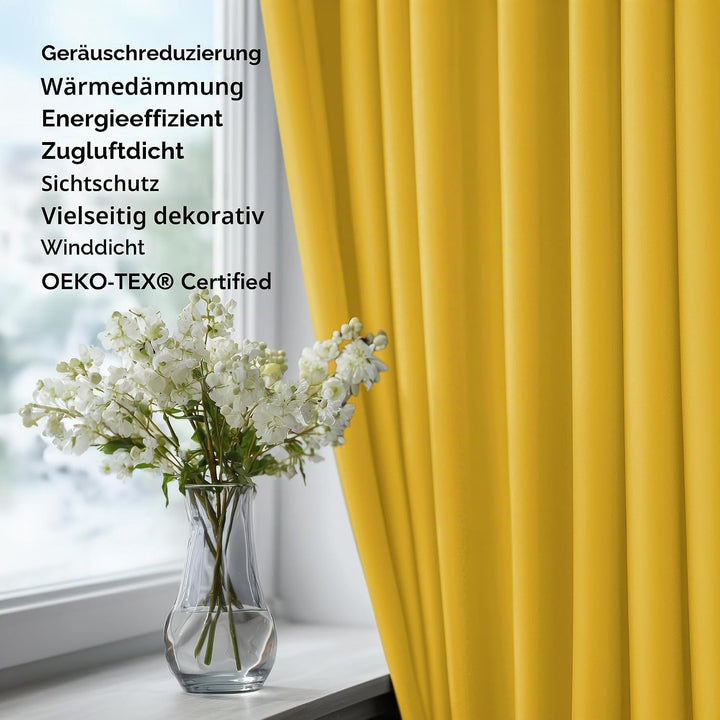Deconovo Verdunkelungsvorhang Kälteschutz Gardinen Schlafzimmer Kälteschutzvorhang Blickdicht, 138x1