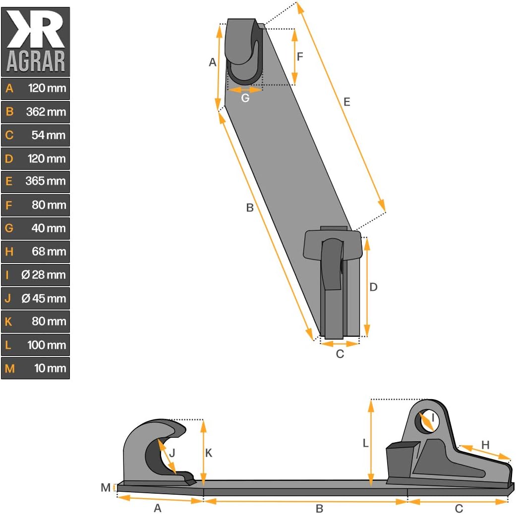 Koppelplatten | diagonal | grundiert | Euroaufnahme | Euro Aufnahme | Frontlader | Ersatzteil | Trak