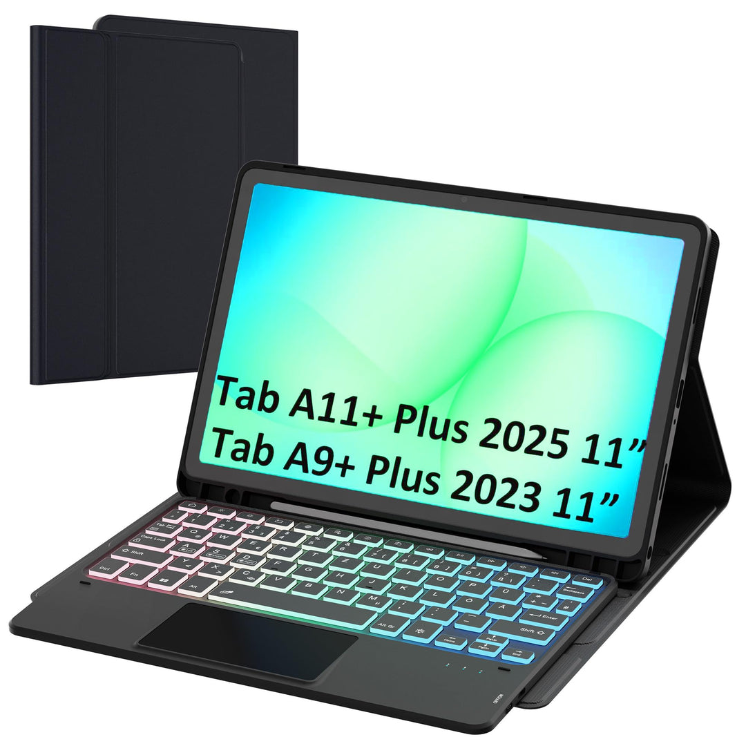ROOFEI Galaxy Tab A9+/A9 Plus Hülle mit Tastatur: 11 Zoll Galaxy Tab A9+ Abnehmbar Tastatur mit Touc