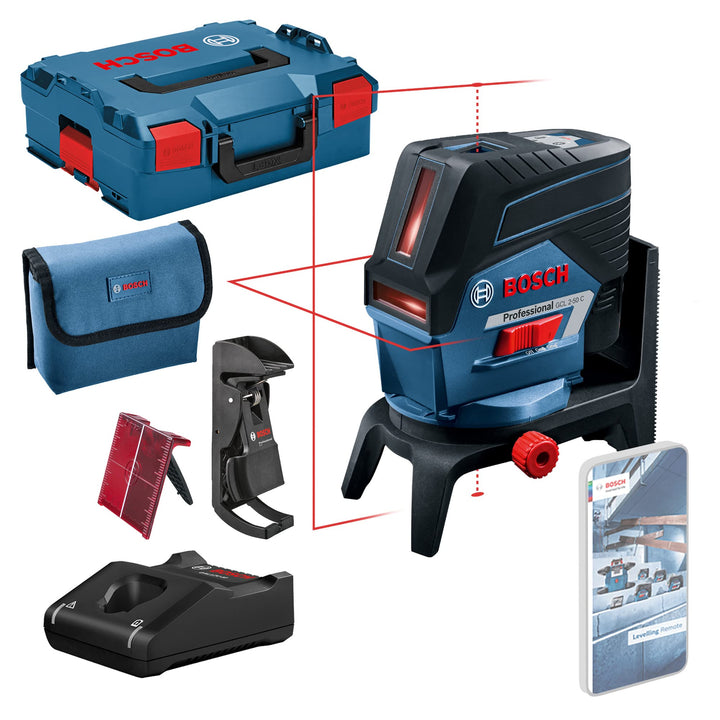 Bosch Professional 12V System Linienlaser GCL 2-50 C (1x Akku 12V + Ladegerät, roter Laser, Innenber