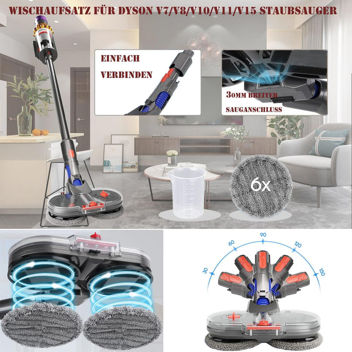 Asdazrxy Elektrischer Wischaufsatz für Dyson V11 V10 V8 V7 V15 Staubsauger, Wischaufsatz für Dyson m