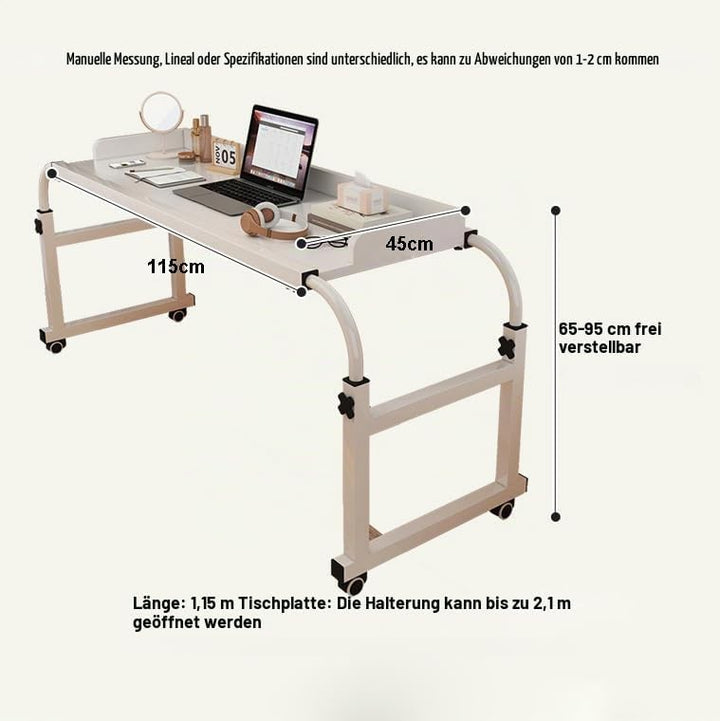 Über-Betttisch auf 4 Rollen Abschliessbar, Mobiler Schreibtisch Pflegetisch Laptoptisch Bettbeistell