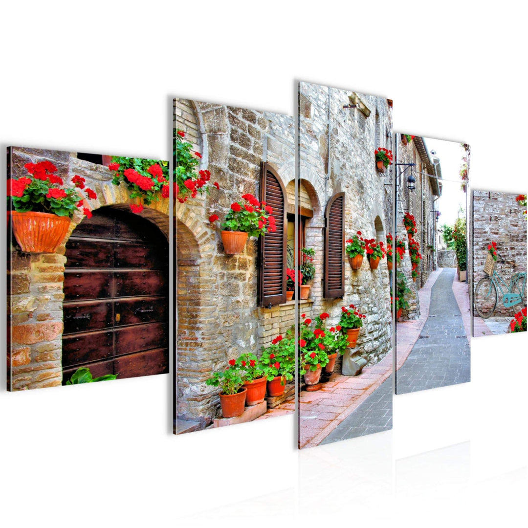 Runa Art Wandbilder Toskana Italien 5 Teilig Bild auf Vlies Leinwand Deko Wohnzimmer Schlafzimmer Ga