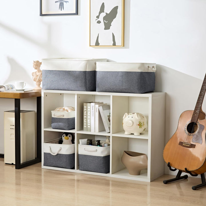 Mangata Canvas Aufbewahrungsbox 4er Set, Faltbare Aufbewahrungskörbe aus Stoff mit Griffen für Schrä