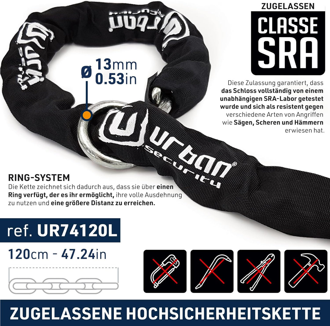 urban UR74120L Motorradschloss Scheibenschloss, Hohe Sicherheit, Diebstahlsicherung Homologiert SRA,