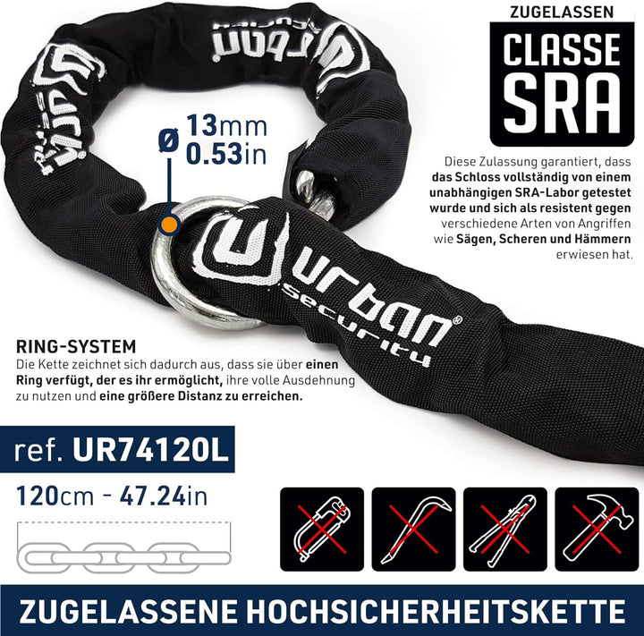 urban UR74120L Motorradschloss Scheibenschloss, Hohe Sicherheit, Diebstahlsicherung Homologiert SRA,