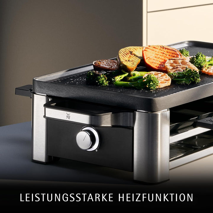 WMF Lono Raclette Grill mit Pfännchen und Schiebern, Raclette 8 Personen, 15 W, edelstahl