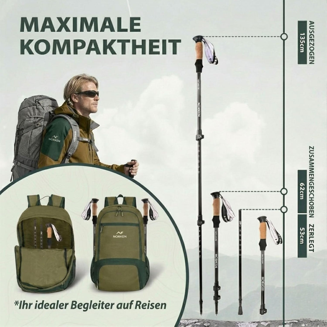 NORKEN - Wanderstöcke, Teleskopstöcke, Aluminium 7075, leicht und robust, Flip Lock Verriegelung, er