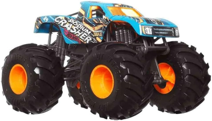 Mattel Hot Wheels Monster Trucks Podium Crasher, Blau [Massstab 1:24 Druckguss] Oversized