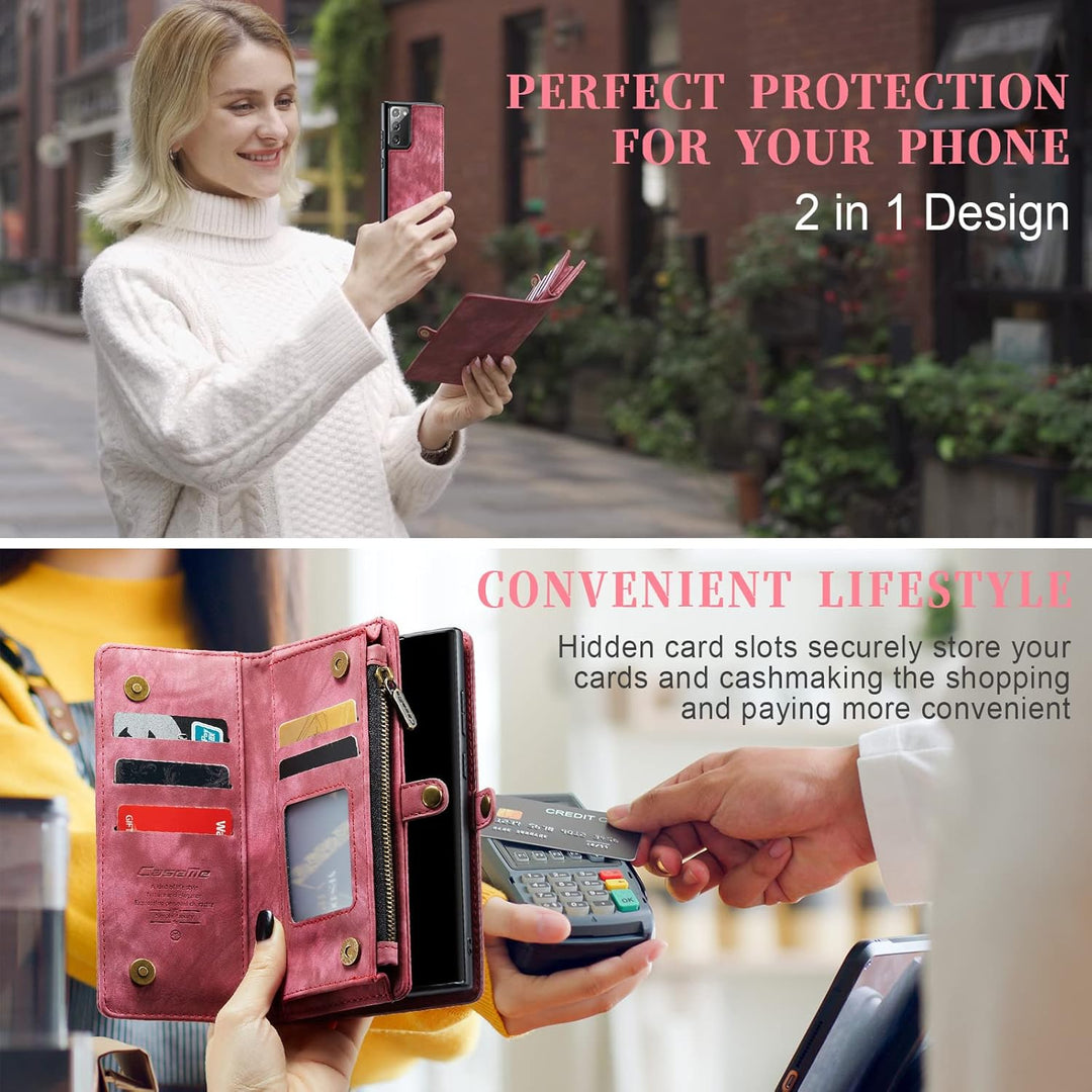 UFinetech 2-in-1 Luxus Samsung Galaxy Note 20 Hülle Case Tasche Magnetische Gute Flip Kartenfach Ket