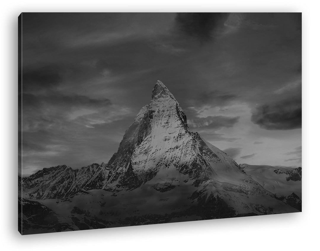 Matterhorn in der Schweiz Effekt: Schwarz/Weiss Format: 80x60 als Leinwandbild, Motiv fertig gerahmt