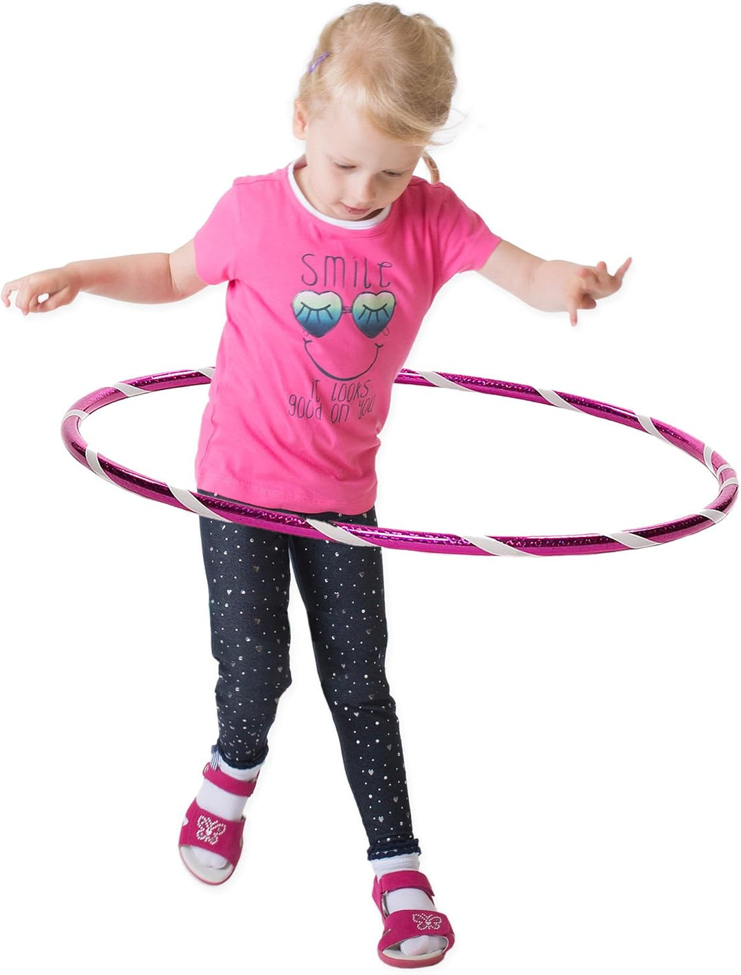 Funny Kinder Hula Hoop Reifen mit Hologramm-Muster Ø70cm Hologramm-Pink-Weiss, Ø70cm Hologramm-Pink-