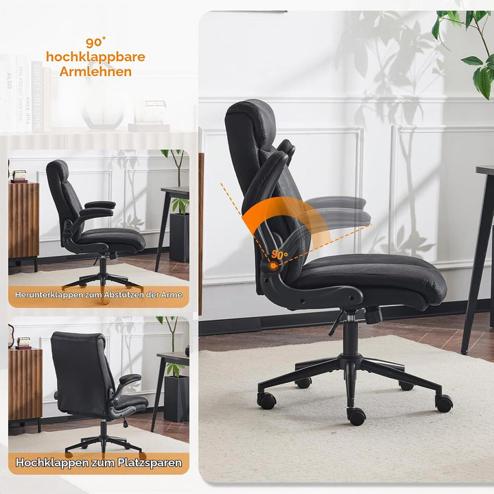 Bonnlo Ergonomischer Bürostuhl, Schreibtischstuhl mit hochklappbarer Armlehne, Computerstuhl, Drehst