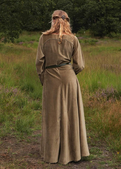 Battle-Merchant Mittelalterkleid Cotehardie Isabell aus Samt lang, Damen, Baumwolle, bodenlang, Vint