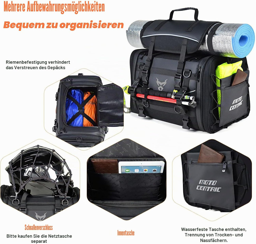 MIGHTYDUTY Motorrad Hecktasche Expandable 55-70L wasserdichte Faltbare Durable Multifunktionale Port