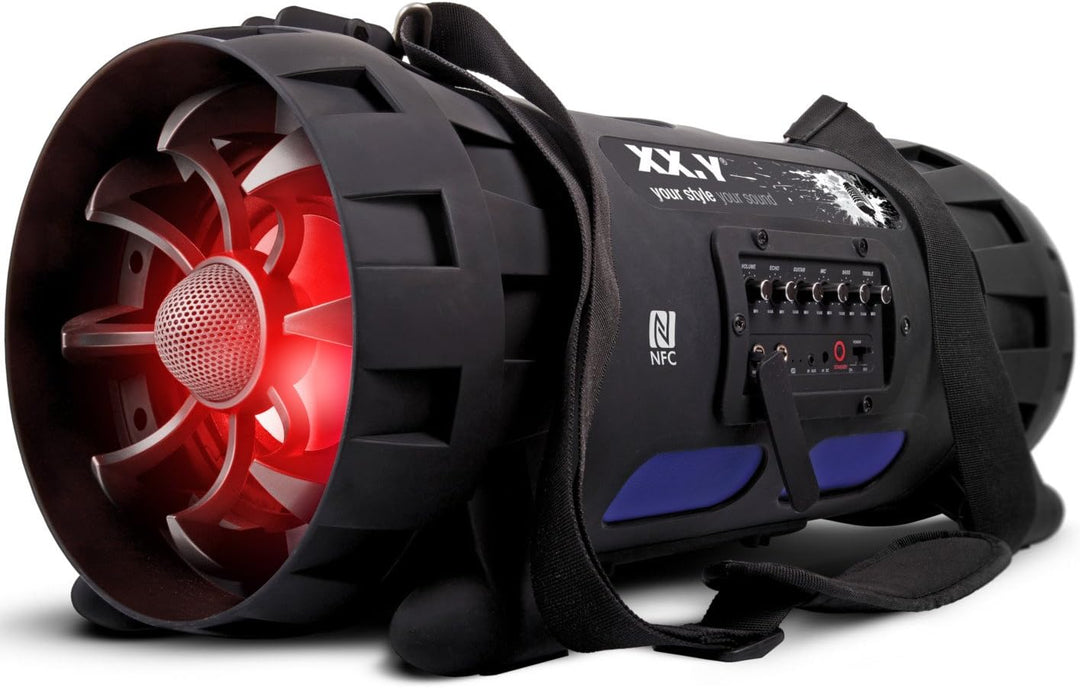 XX.Y P-127J tragbarer Bluetooth Lautsprecher Boom Box (NFC) mit eingebautem Akku/Audio-Eingang für M