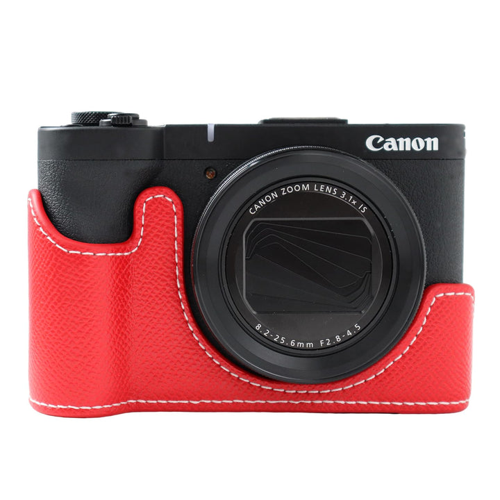 Rieibi Kameratasche für Canon PowerShot V1, PU-Leder, Halbtasche für Canon PowerShot v5 Digitalkamer