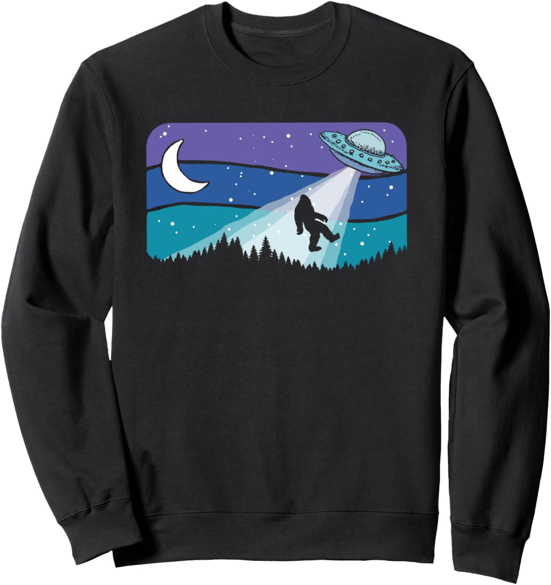 UFO Bigfoot Abduction Funny Sasquatch Vintage Flying Saucer Sweatshirt
